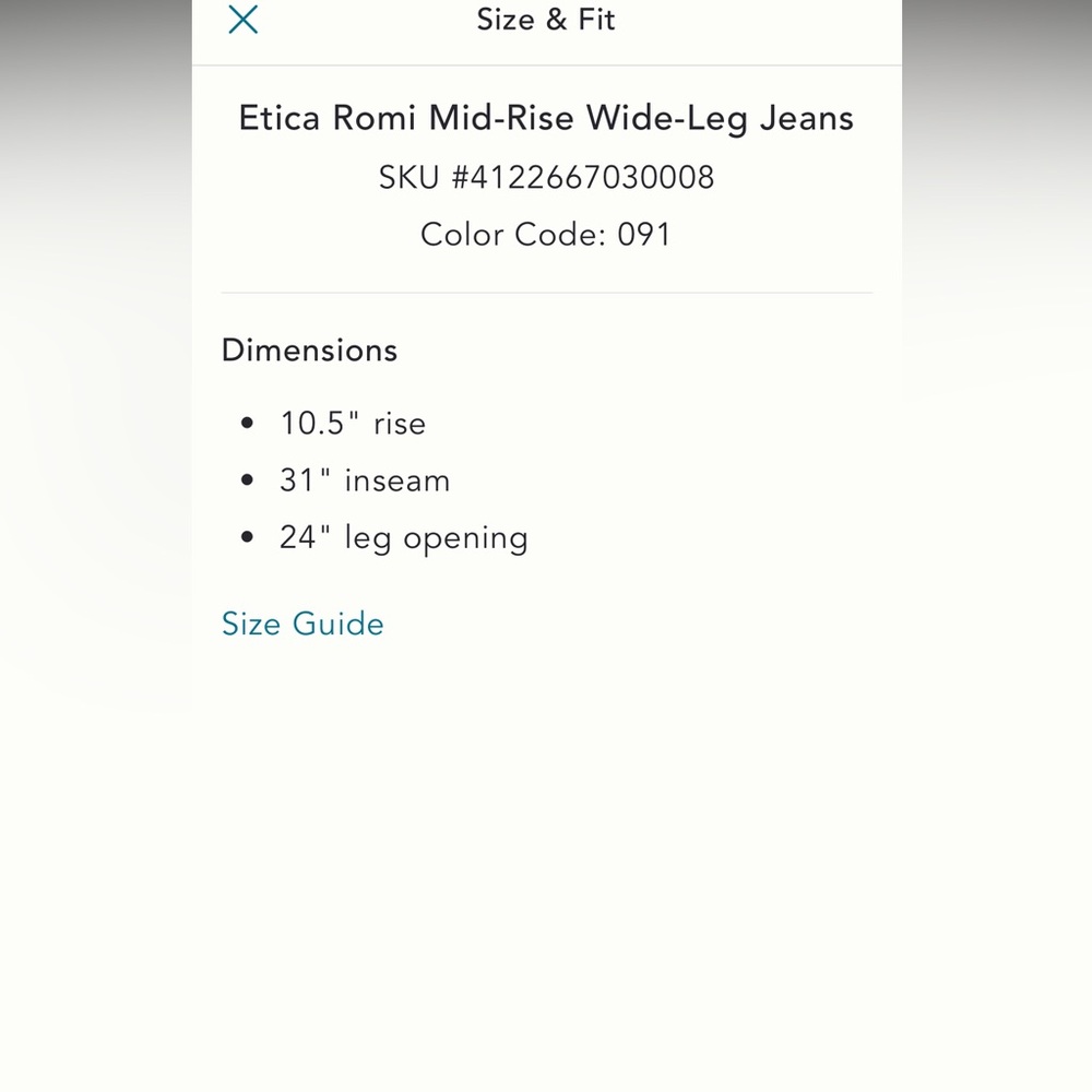 Etica Romi Mid-Rise Wide Leg Jeans Size 30 - Picture 12 of 12